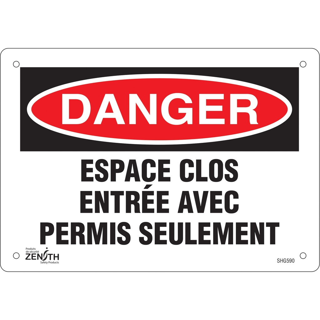 [ZEN-SHG590] Enseigne « Espace clos » Aluminium 10" x 7"