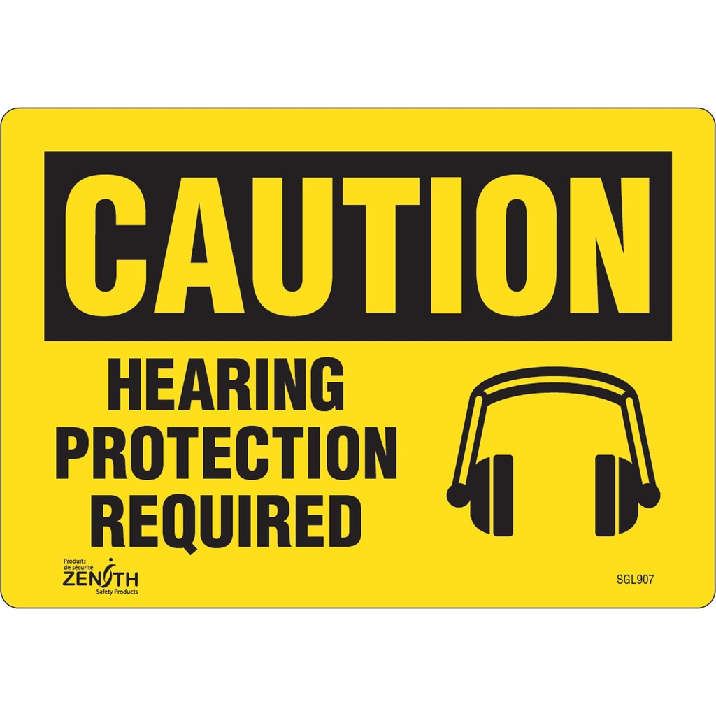 [ZEN-SGL907] Enseigne « Hearing Protection Required» Vinyle 10" x 7"