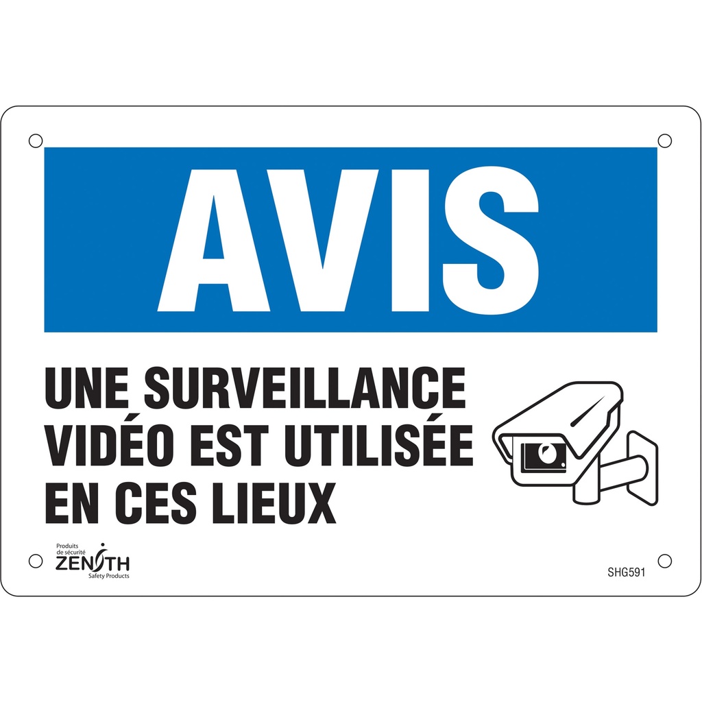 [ZEN-SHG591] Enseigne « Surveillance vidéo » Plastique 10" x 7"
