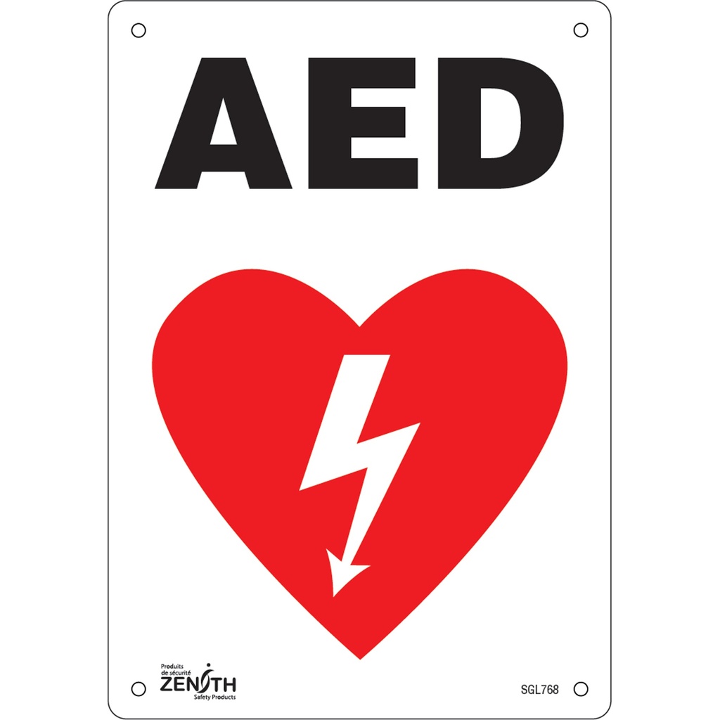 [ZEN-SGL768] Enseigne «AED» Plastique 7" x 10"