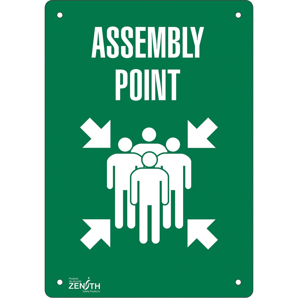 Enseigne «Assembly Point» Plastique 14" x 20"