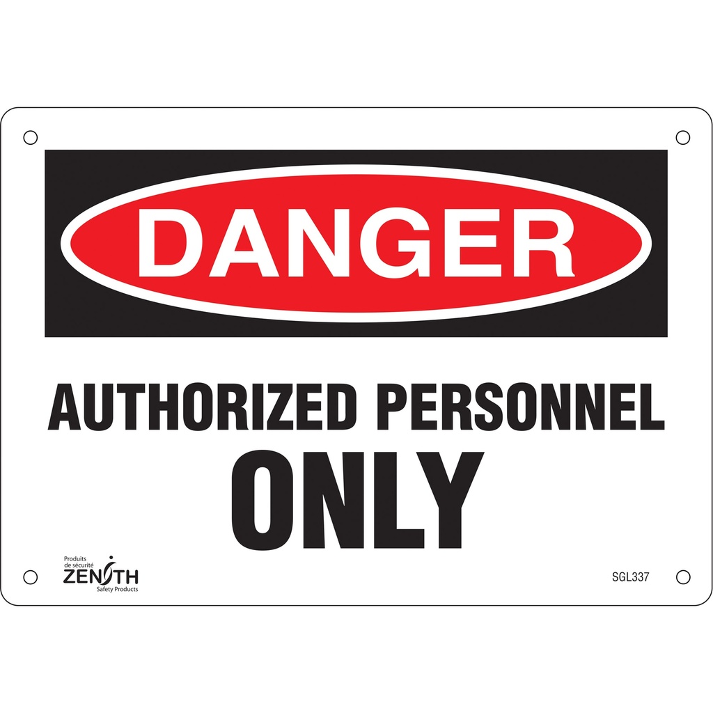 [ZEN-SGL337] Enseigne «Authorized Personnel Only» Aluminium 10" x 7"