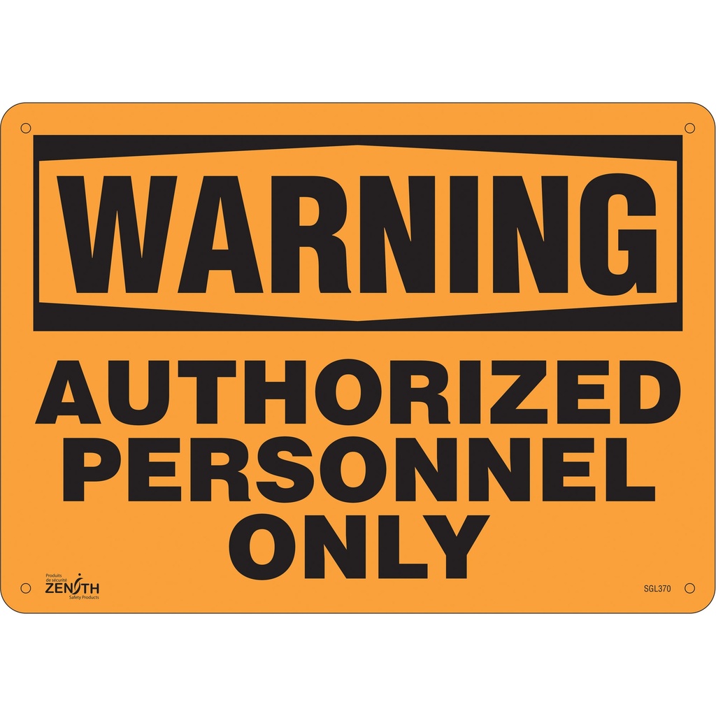 [ZEN-SGL370] Enseigne «Authorized Personnel Only» Aluminium 14" x 10"