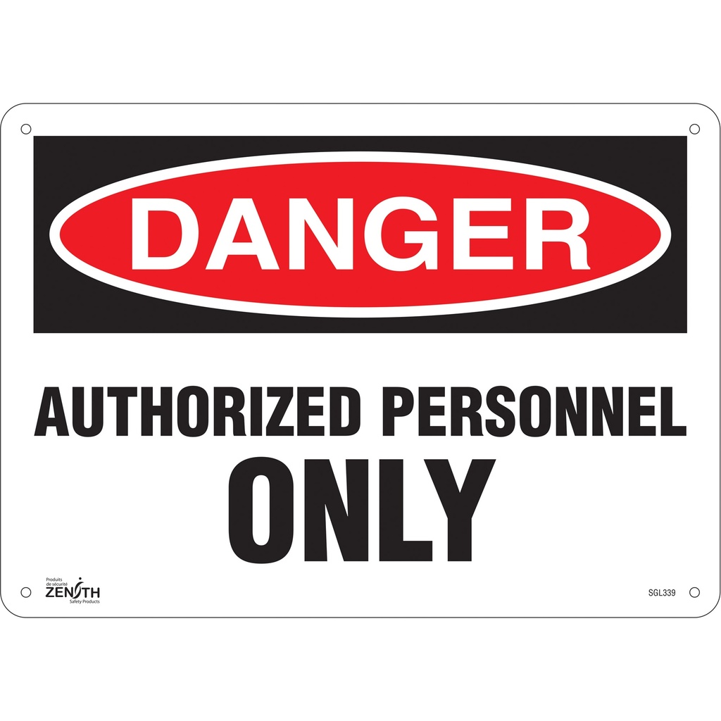 [ZEN-SGL339] Enseigne «Authorized Personnel Only» Plastique 14" x 10"