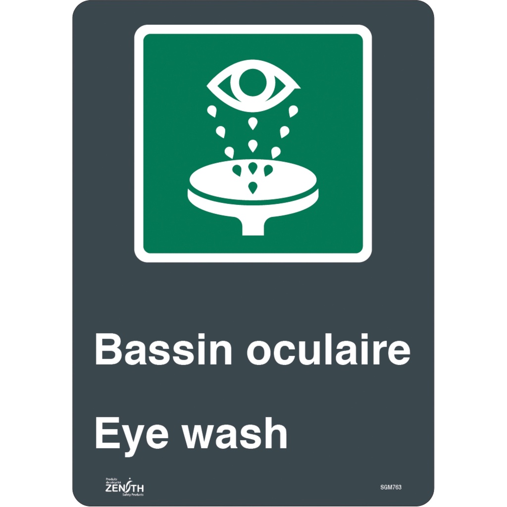 [ZEN-SGM763] Enseigne «Bassin Oculaire/Eye Wash» Vinyle 10" x 14"