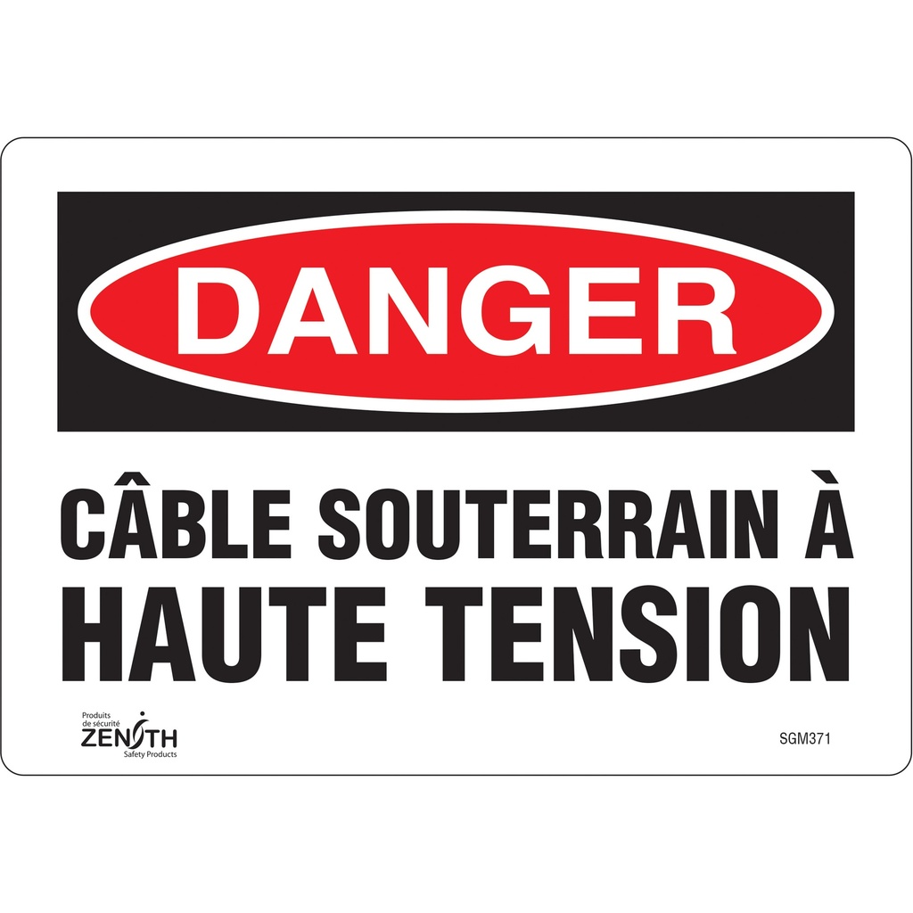 [ZEN-SGM371] Enseigne «Câble Souterrain À Haute Tension» Vinyle 10" x 7"
