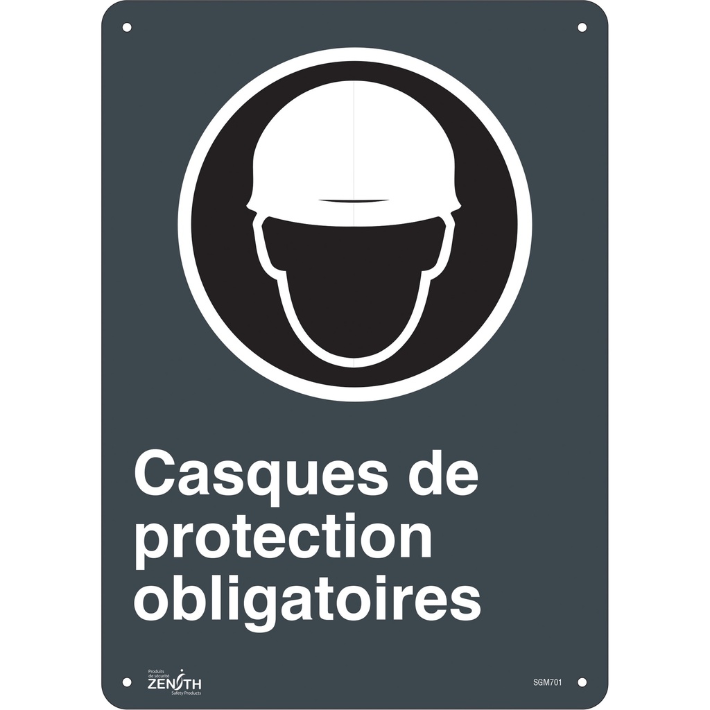[ZEN-SGM701] Enseigne «Casques De Protection Obligatoires» Plastique 10" x 14"