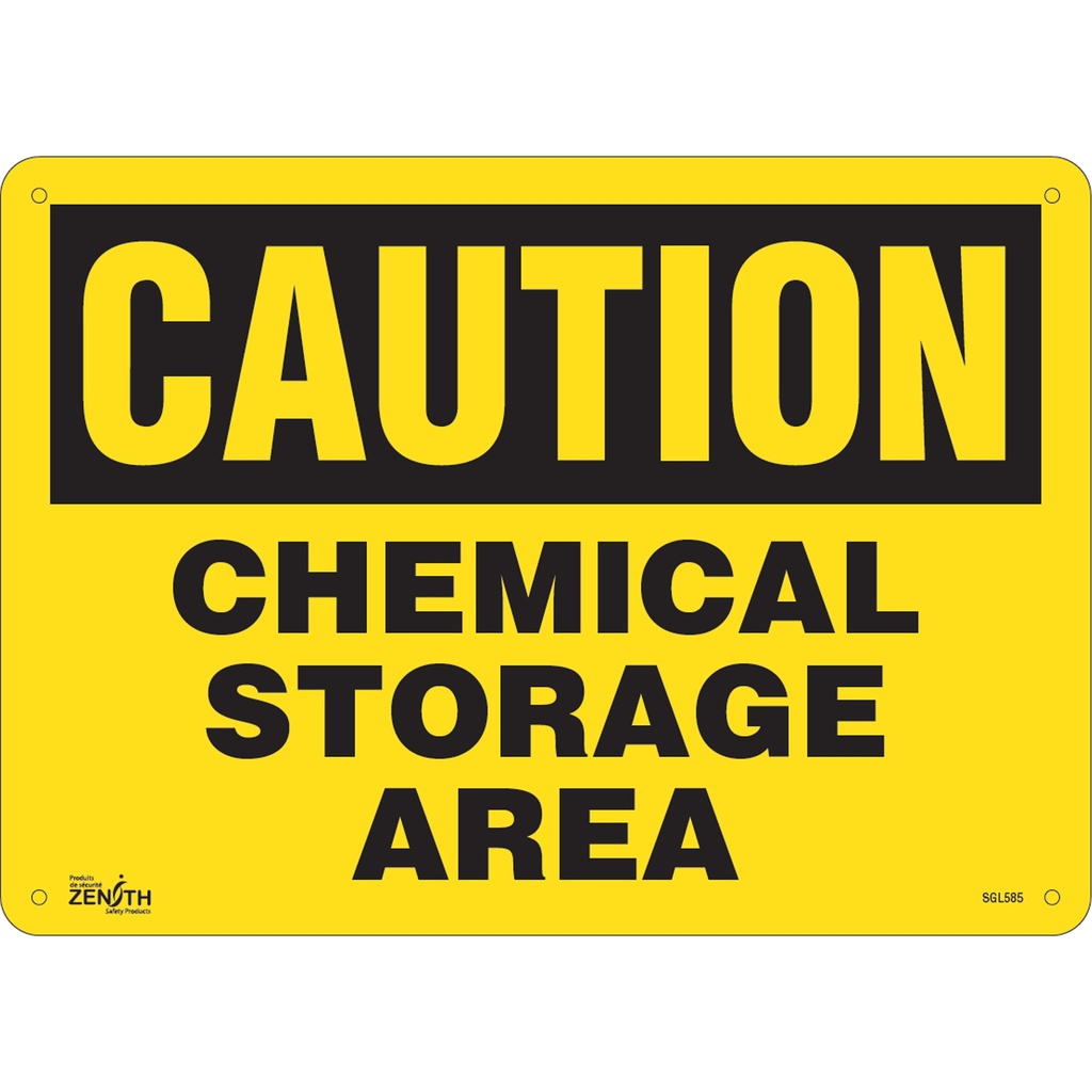 [ZEN-SGL585] Enseigne «Chemical Storage Area» Plastique 14" x 10"