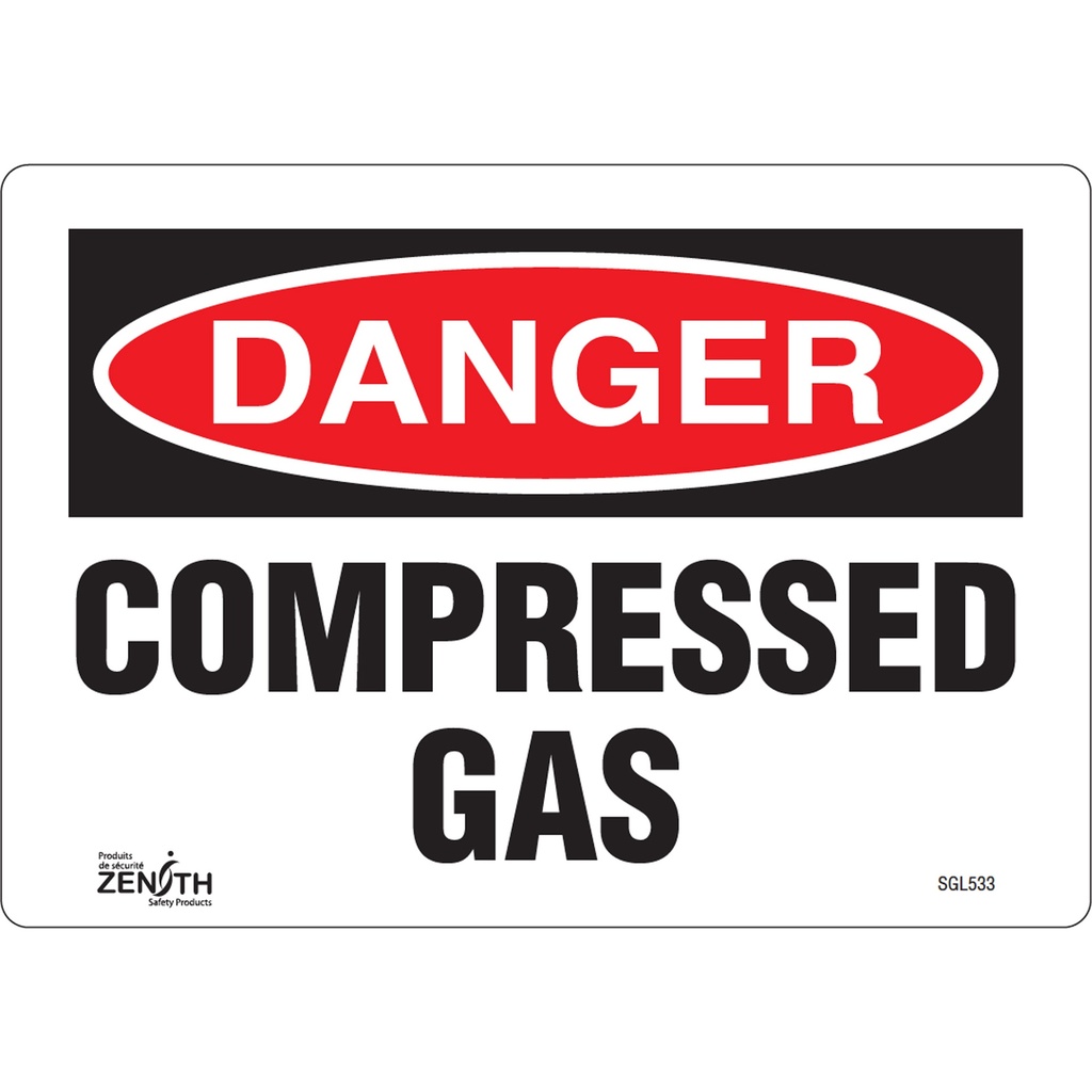 [ZEN-SGL533] Enseigne «Compressed Gas» Vinyle 10" x 7"