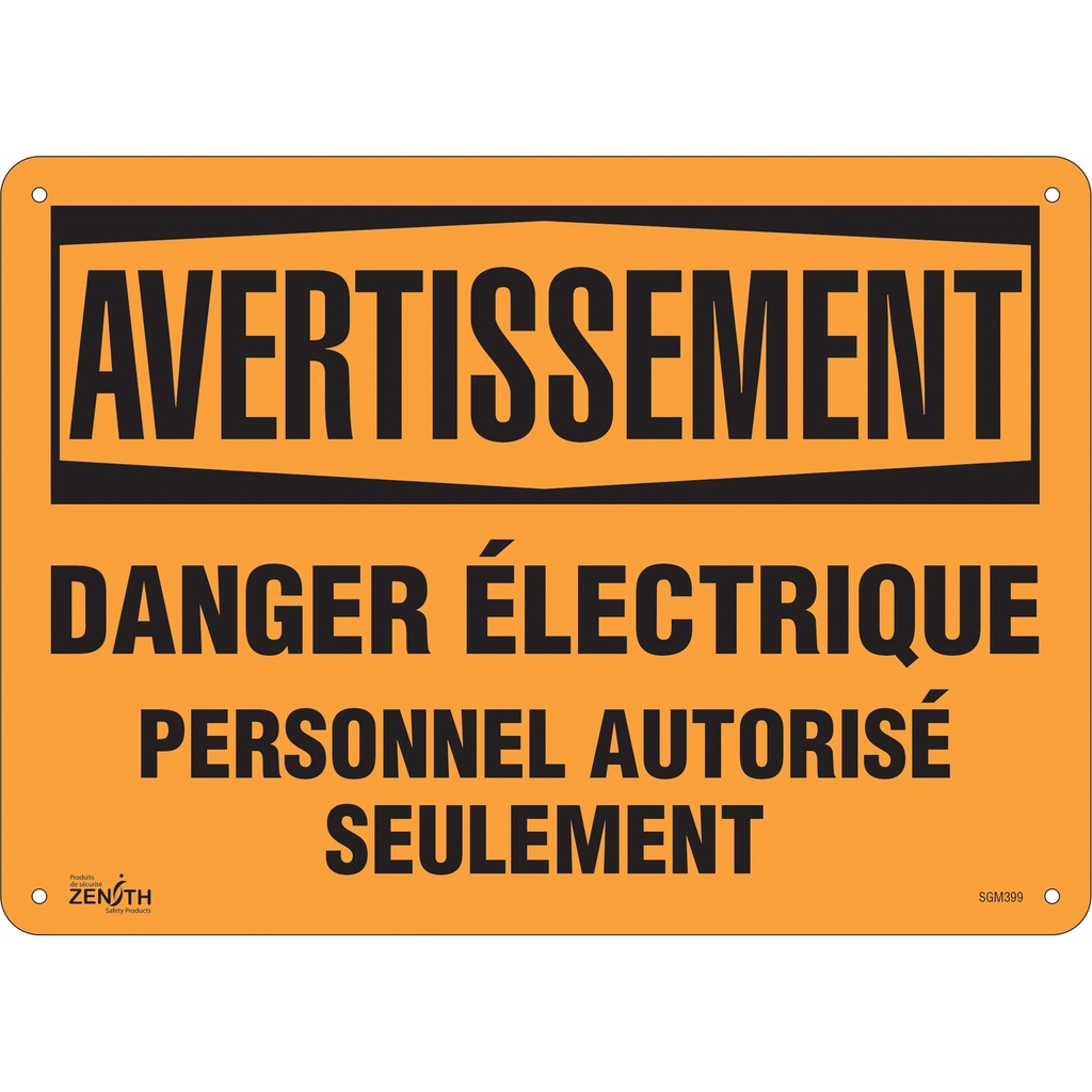 [ZEN-SGM399] Enseigne «Danger Électrique» Plastique 14" x 10"
