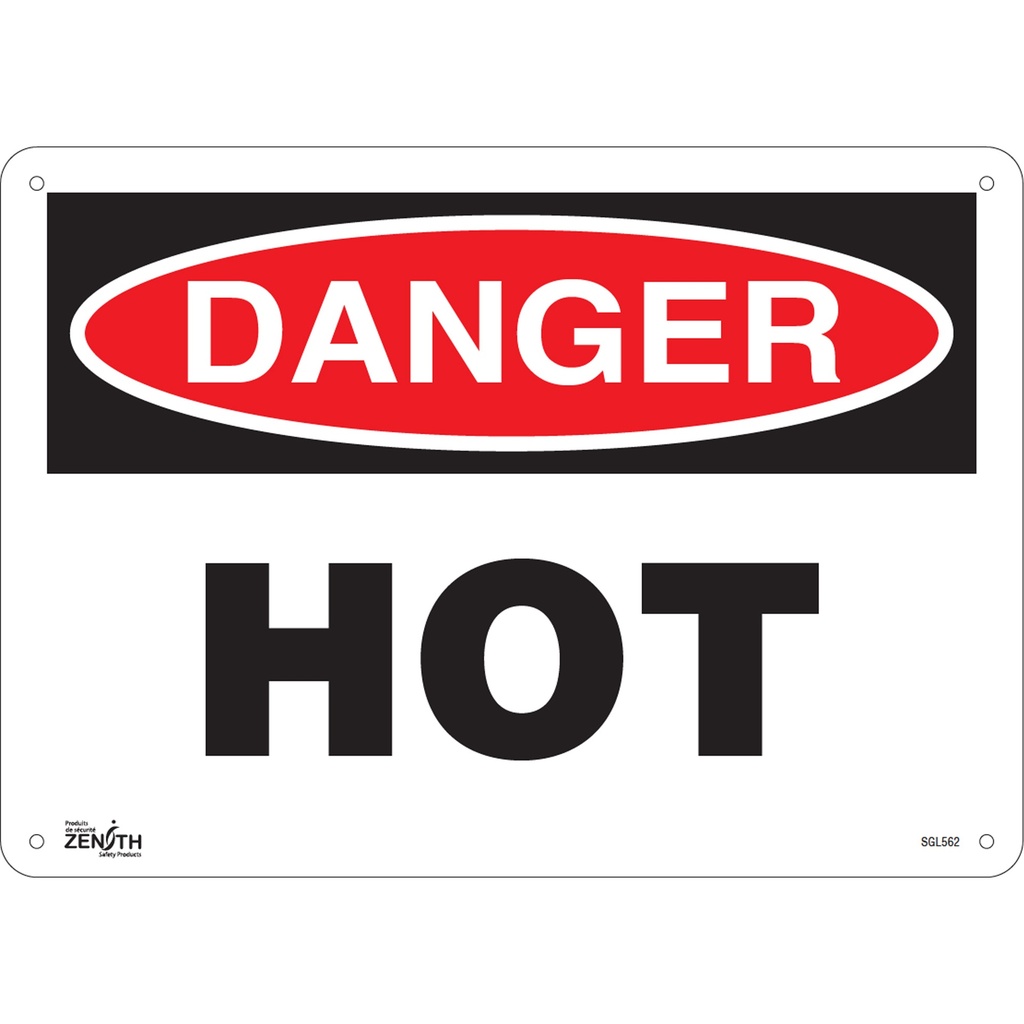 [ZEN-SGL562] Enseigne «Danger Hot» Aluminium 14" x 10"