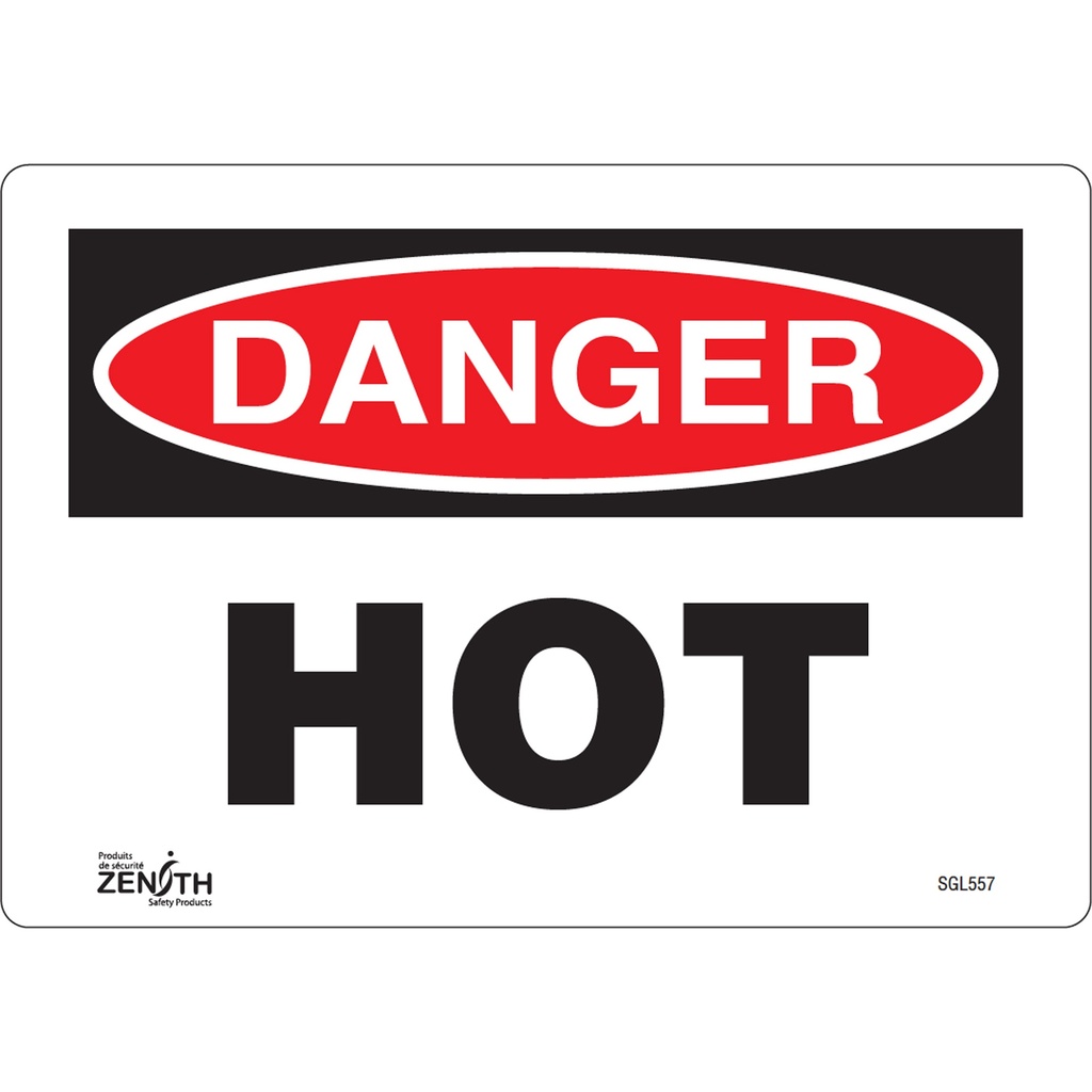 Enseigne «Danger Hot» Vinyle 10" x 7"