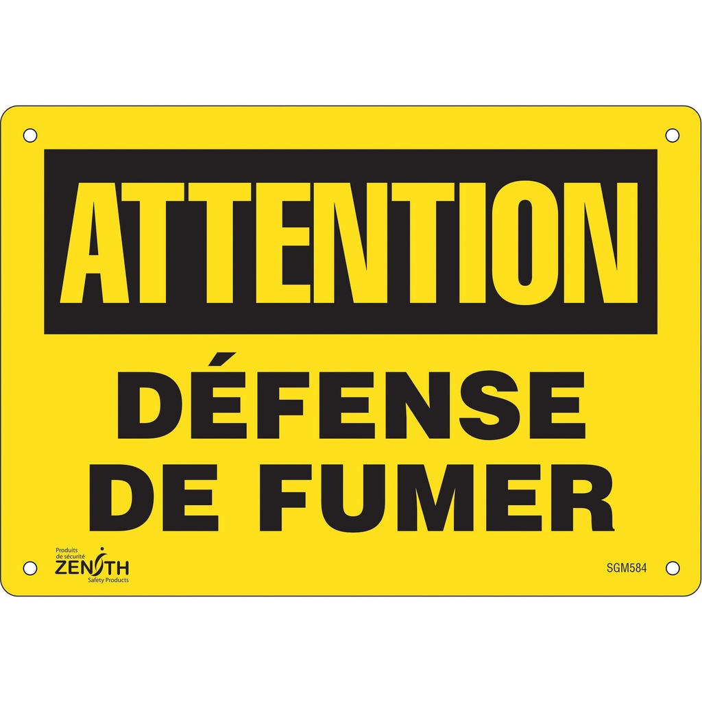 [ZEN-SGM584] Enseigne «Défense De Fumer» Plastique 10" x 7"