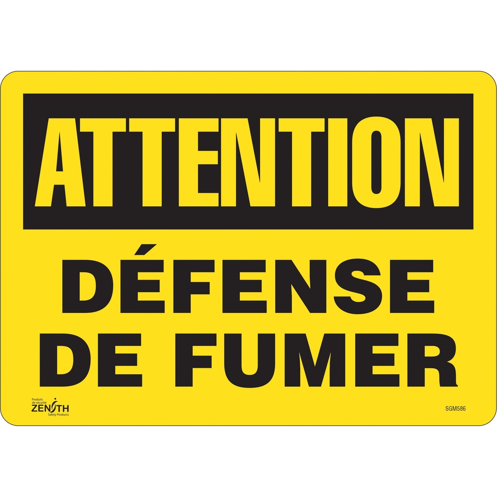 Enseigne «Défense De Fumer» Vinyle 14" x 10"