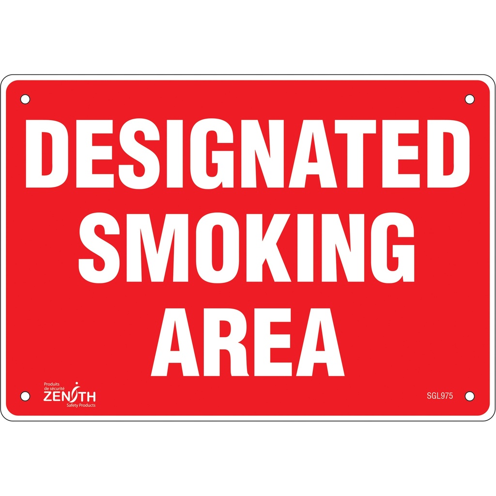 [ZEN-SGL975] Enseigne «Designated Smoking Area» Aluminium 10" x 7"