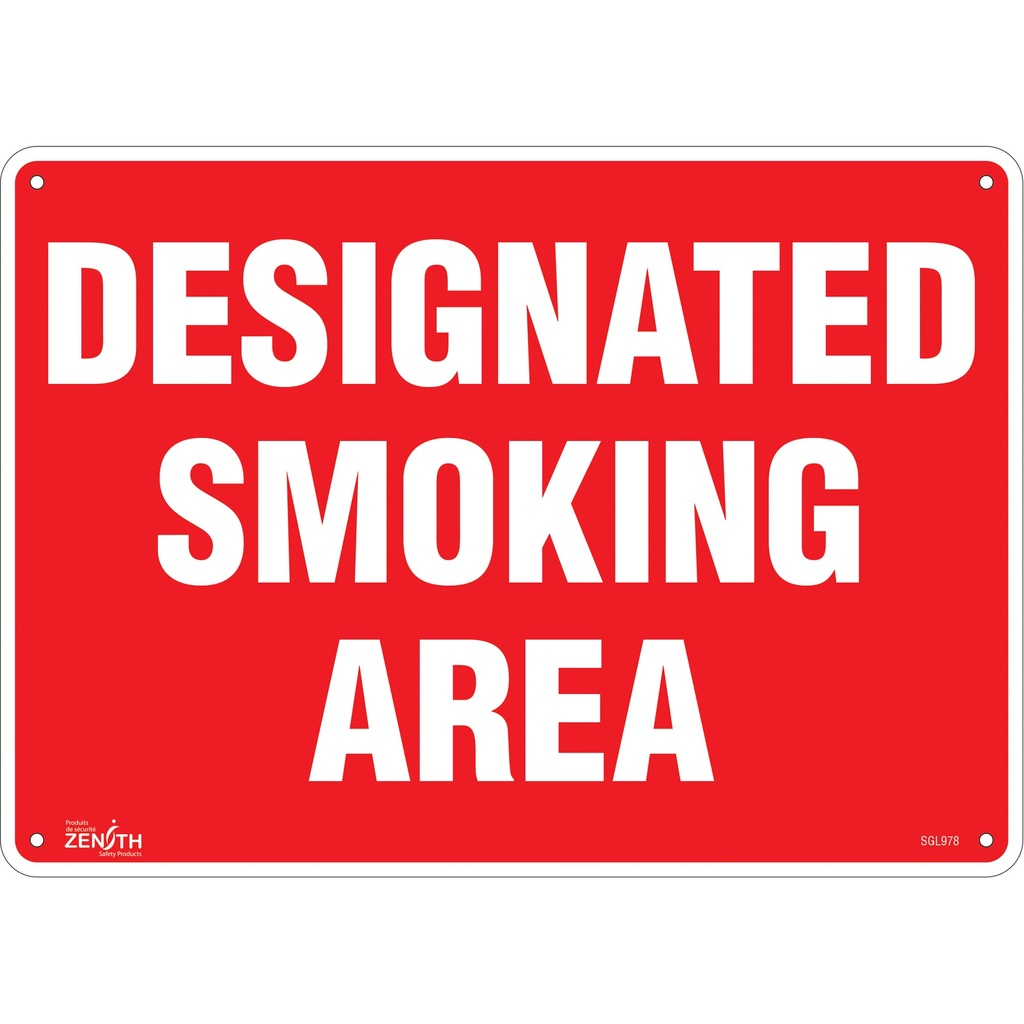 Enseigne «Designated Smoking Area» Aluminium 14" x 10"