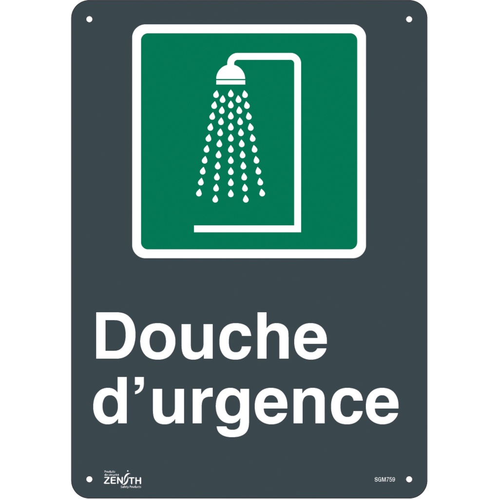 [ZEN-SGM759] Enseigne «Douche D'Urgence» Aluminium 10" x 14"