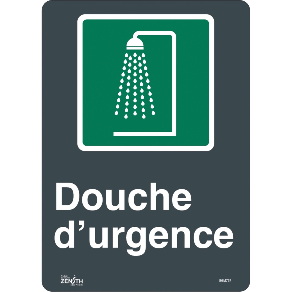 [ZEN-SGM757] Enseigne «Douche D'Urgence» Vinyle 10" x 14"