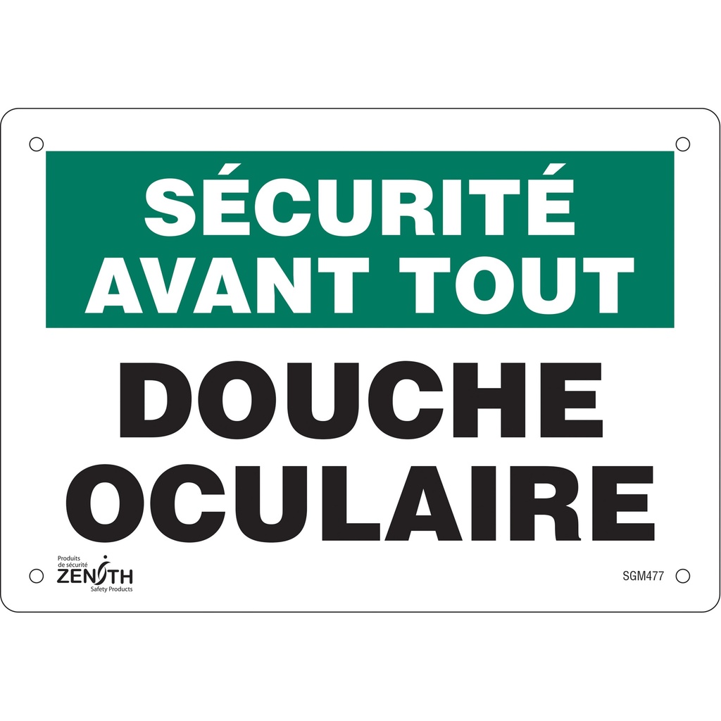[ZEN-SGM477] Enseigne «Douche Oculaire» Aluminium 10" x 7"