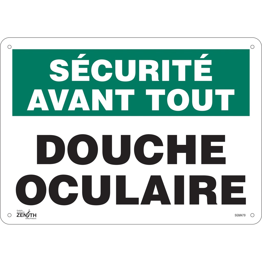[ZEN-SGM479] Enseigne «Douche Oculaire» Plastique 14" x 10"