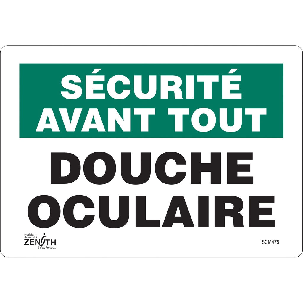 [ZEN-SGM475] Enseigne «Douche Oculaire» Vinyle 10" x 7"