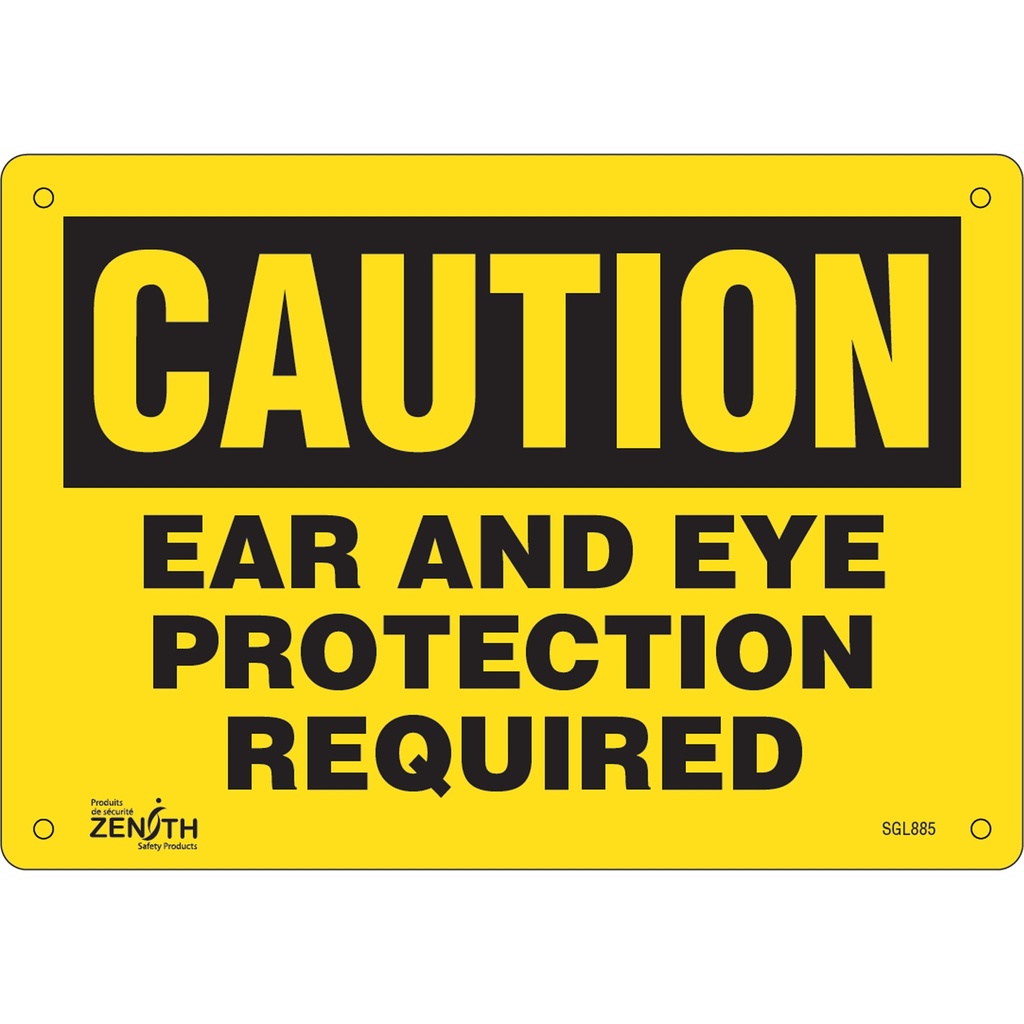 [ZEN-SGL885] Enseigne «Ear And Eye Protection» Aluminium 10" x 7"