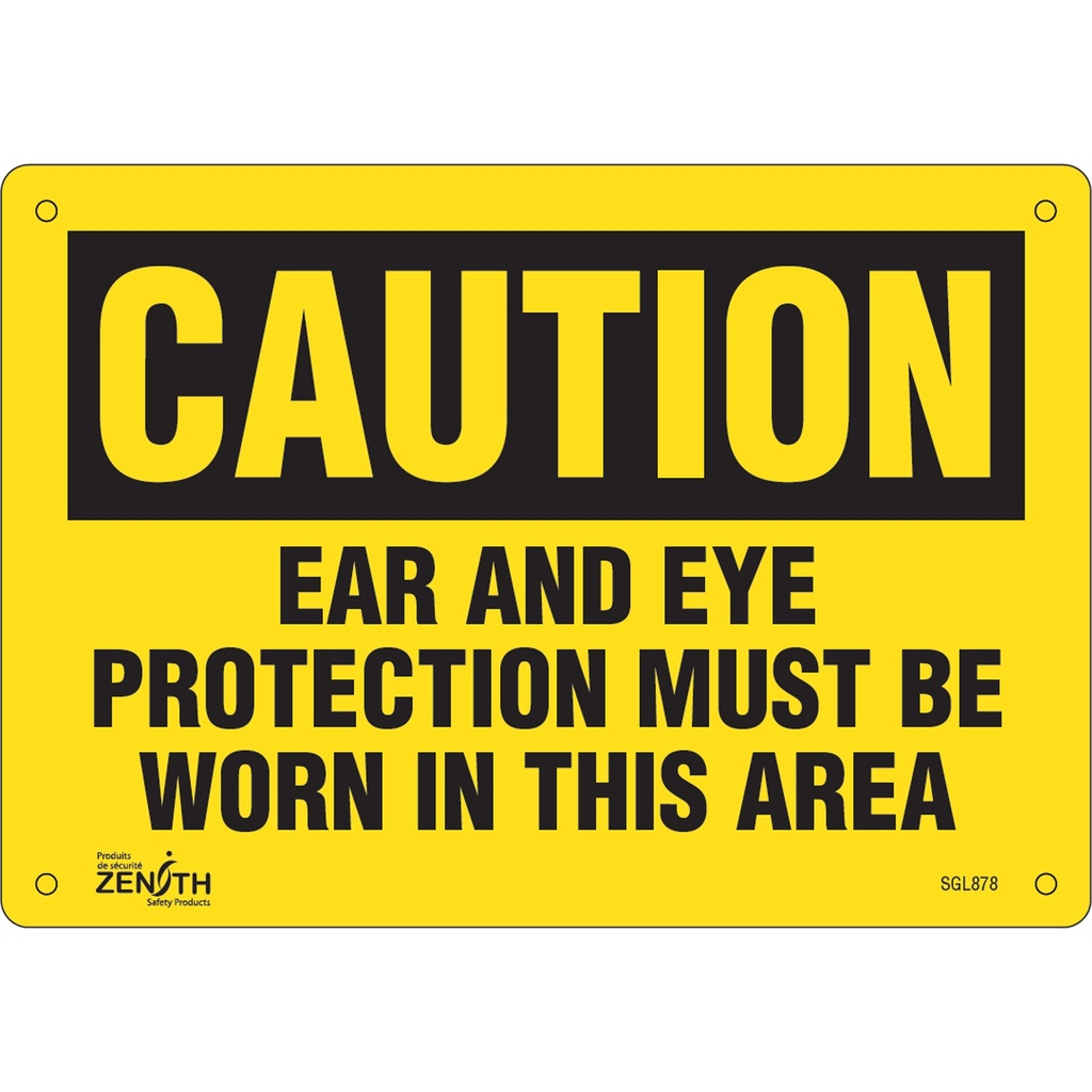 [ZEN-SGL878] Enseigne «Ear And Eye Protection» Plastique 10" x 7"