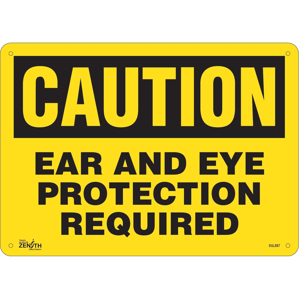 [ZEN-SGL887] Enseigne «Ear And Eye Protection» Plastique 14" x 10"
