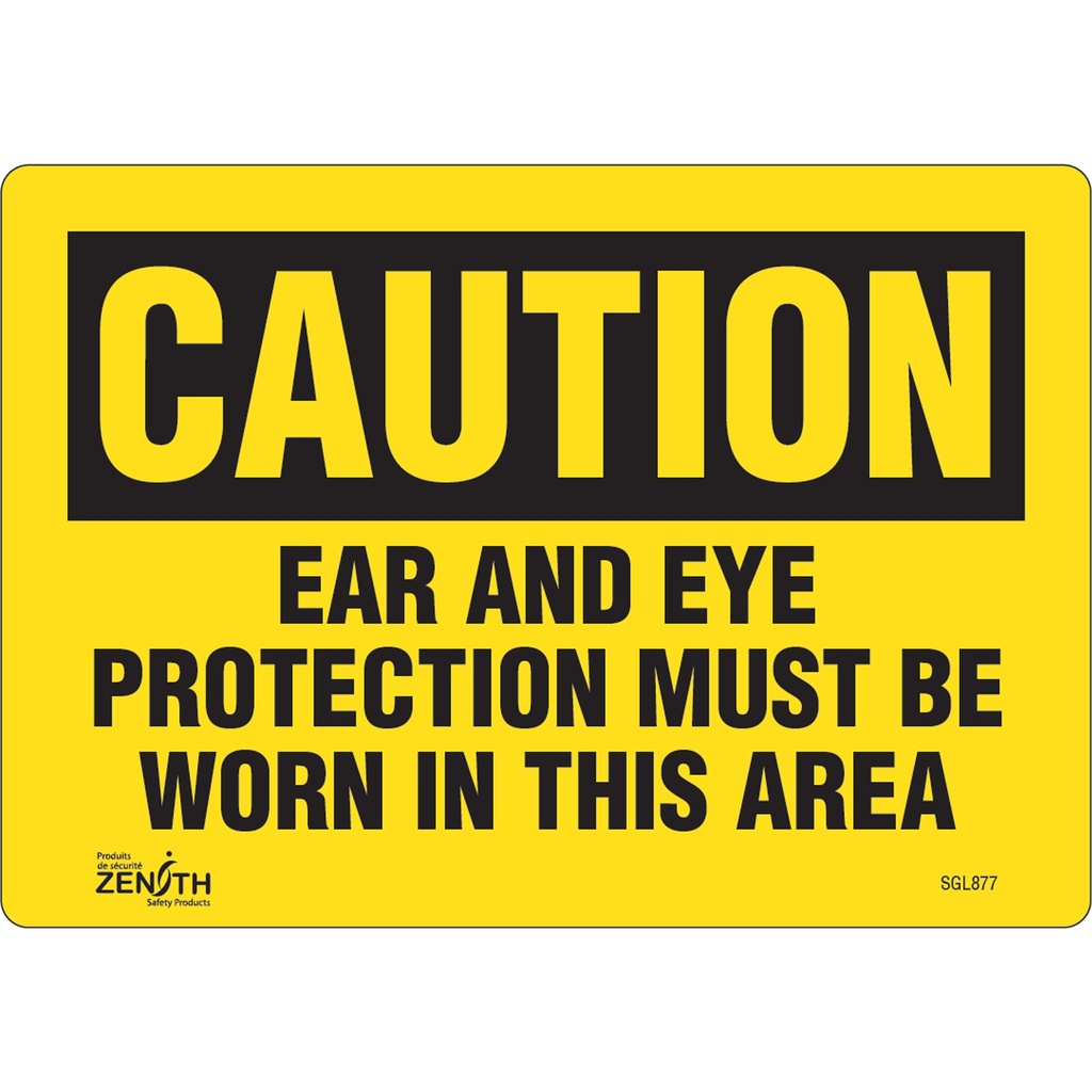 [ZEN-SGL877] Enseigne «Ear And Eye Protection» Vinyle 10" x 7"