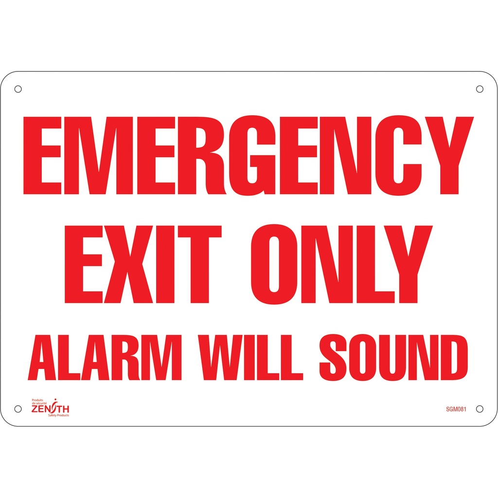 [ZEN-SGM081] Enseigne «Emergency Exit Only» Aluminium 14" x 10"