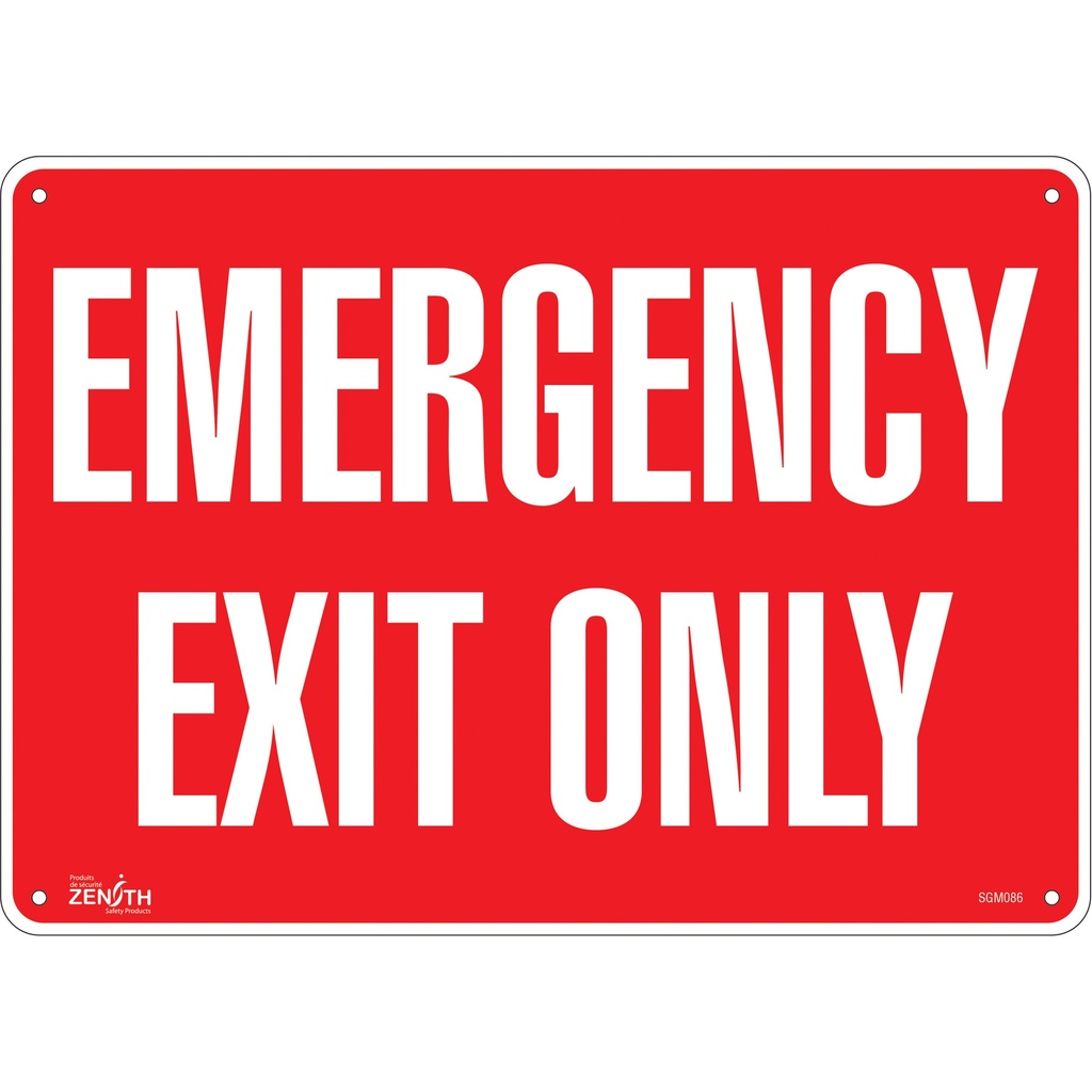 [ZEN-SGM086] Enseigne «Emergency Exit Only» Plastique 14" x 10"