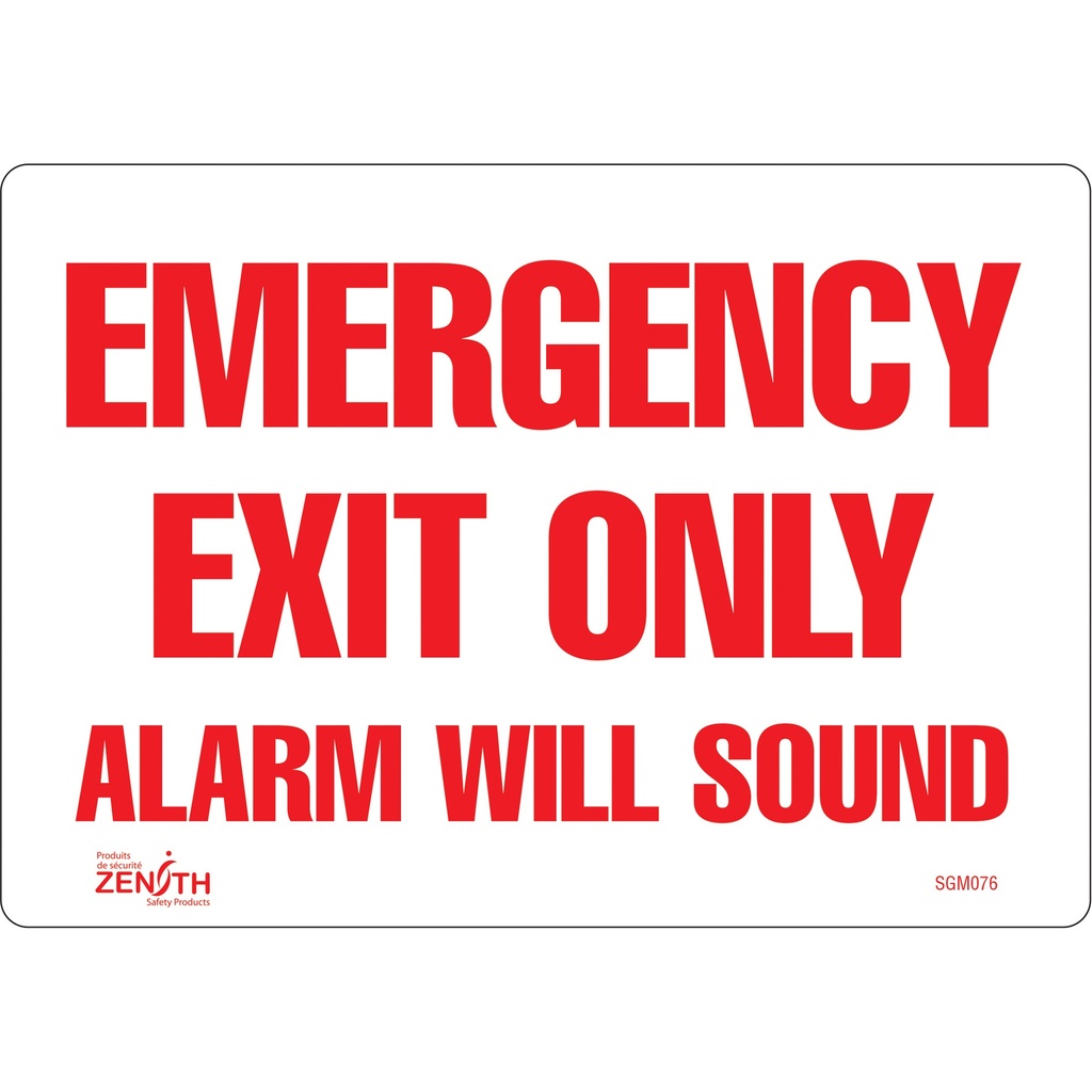 [ZEN-SGM076] Enseigne «Emergency Exit Only» Vinyle 10" x 7"