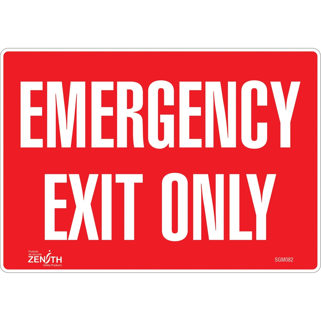 [ZEN-SGM082] Enseigne «Emergency Exit Only» Vinyle 10" x 7"