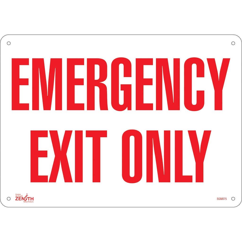 [ZEN-SGM075] Enseigne «Emergency Exit» Aluminium 14" x 10"