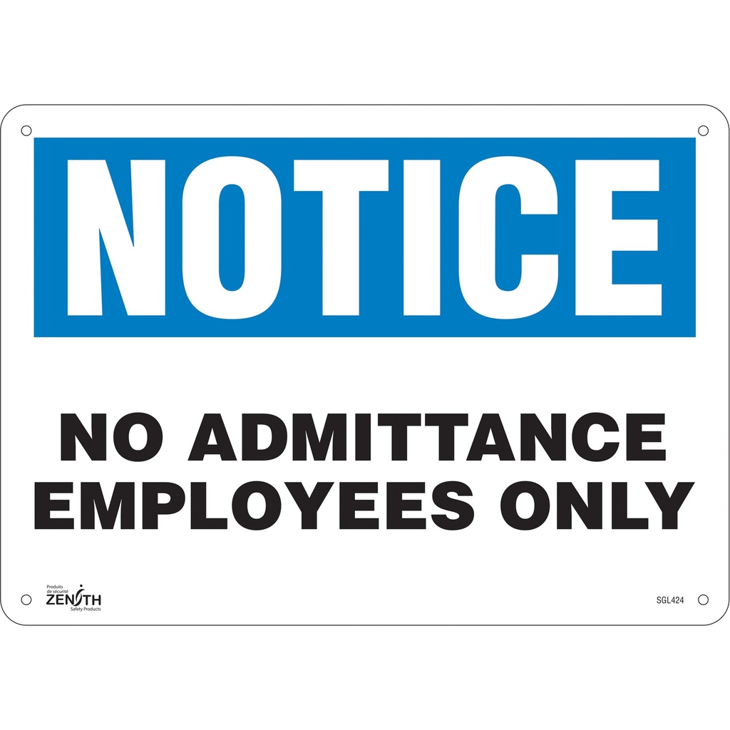 [ZEN-SGL424] Enseigne «Employees Only» Aluminium 14" x 10"