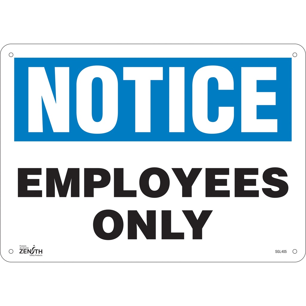 [ZEN-SGL405] Enseigne «Employees Only» Plastique 14" x 10"