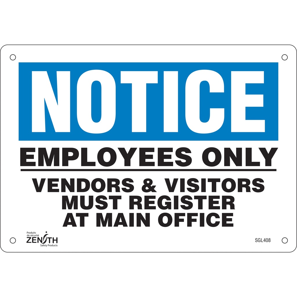 [ZEN-SGL408] Enseigne «Employees Only» Plastique 10" x 7"