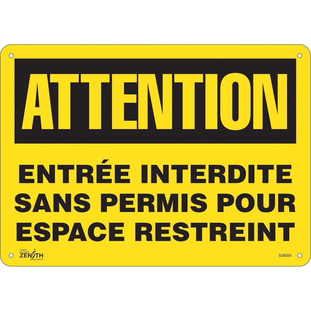 [ZEN-SGM364] Enseigne «Entrée Interdite Sans Permis» Aluminium 14" x 10"