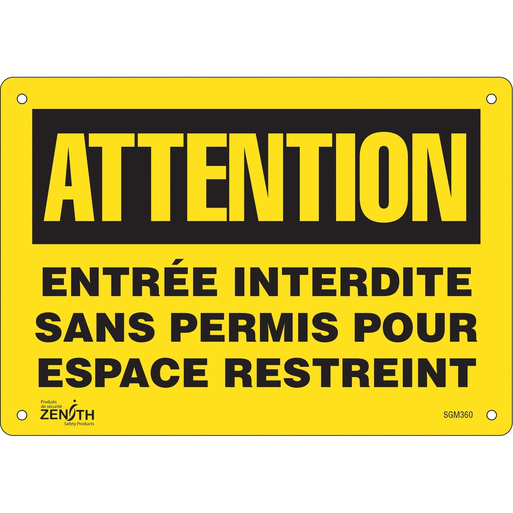 [ZEN-SGM360] Enseigne «Entrée Interdite Sans Permis» Plastique 10" x 7"