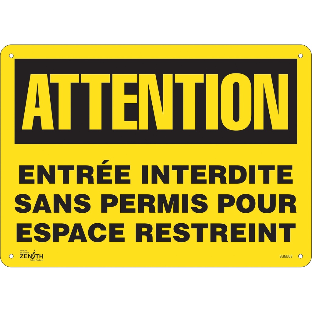 [ZEN-SGM363] Enseigne «Entrée Interdite Sans Permis» Plastique 14" x 10"