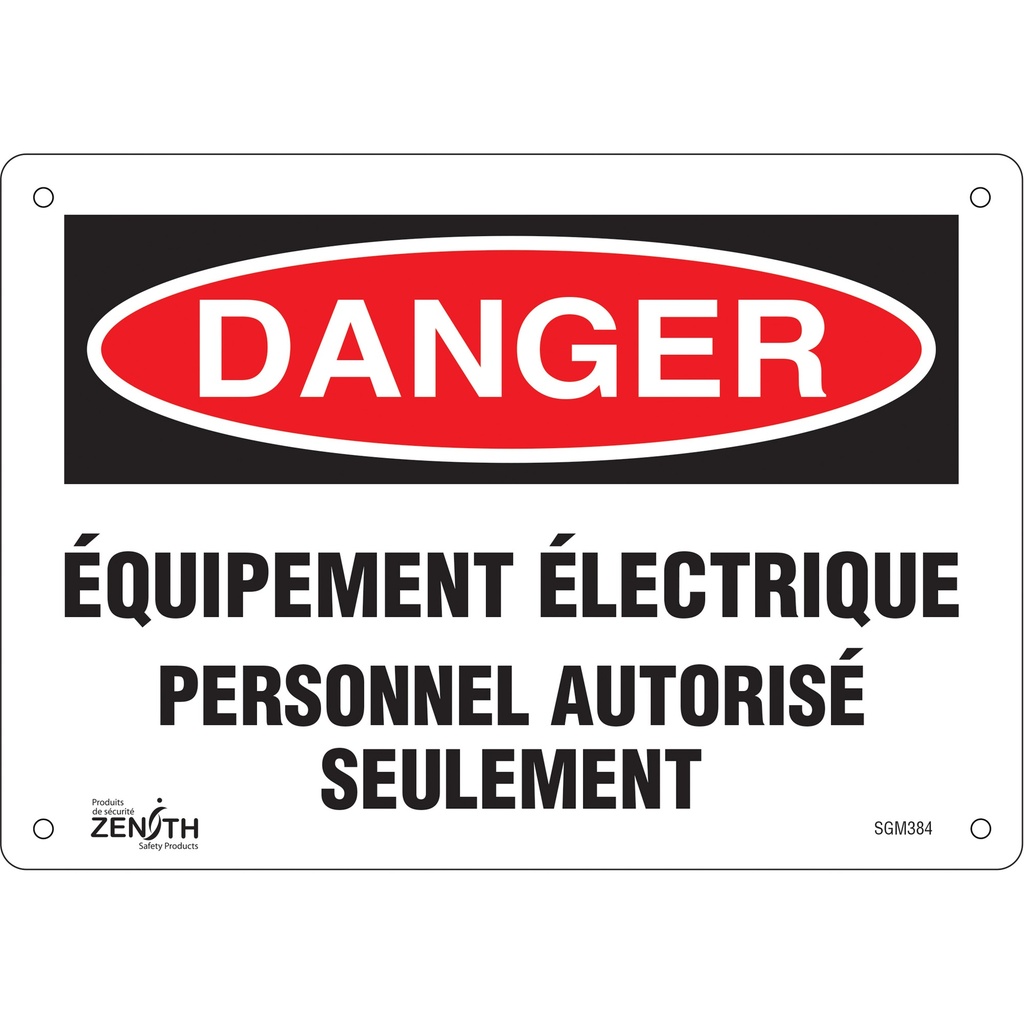 [ZEN-SGM384] Enseigne «Équipement Électrique» Plastique 10" x 7"