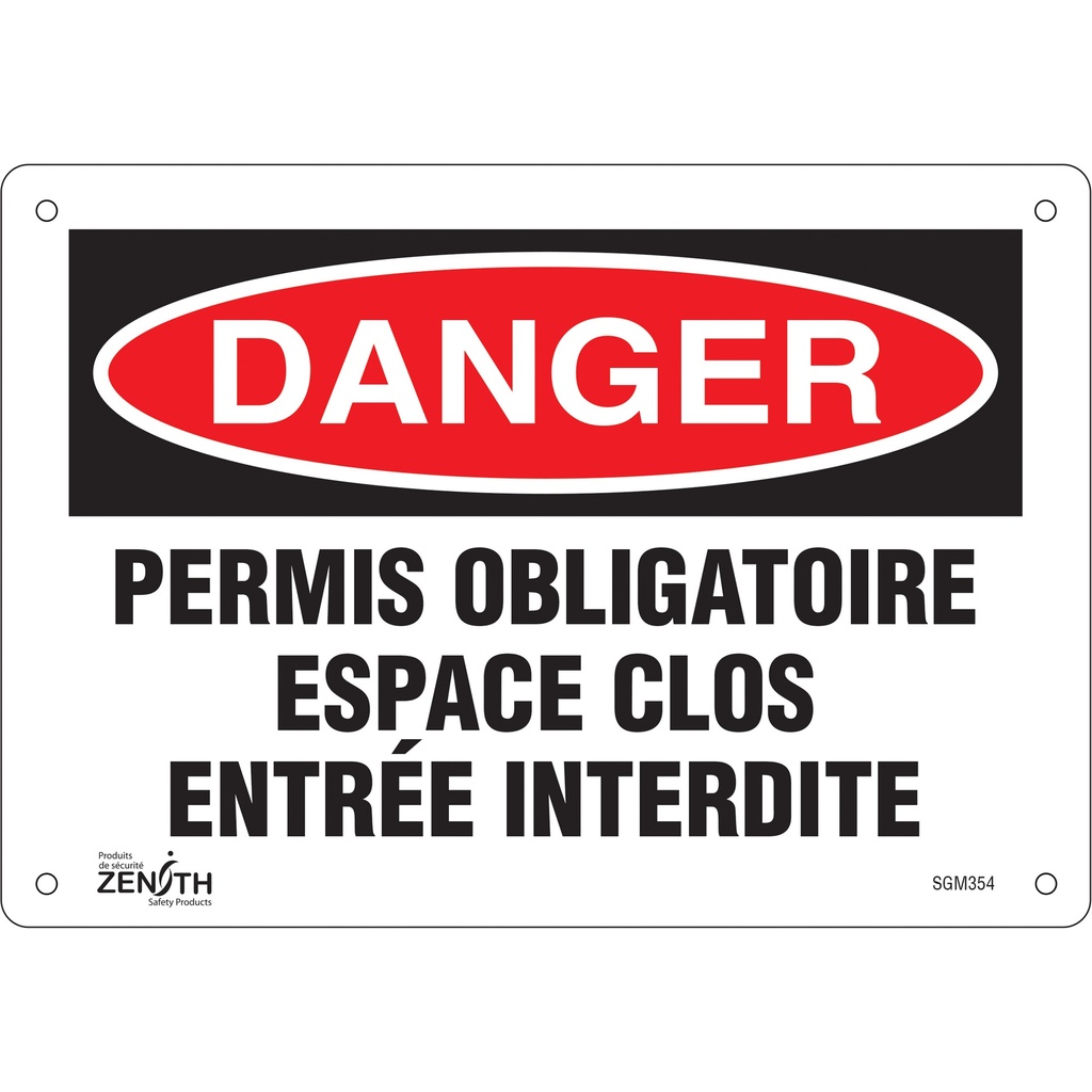 [ZEN-SGM354] Enseigne «Espace Clos Entrée Interdite» Plastique 10" x 7"
