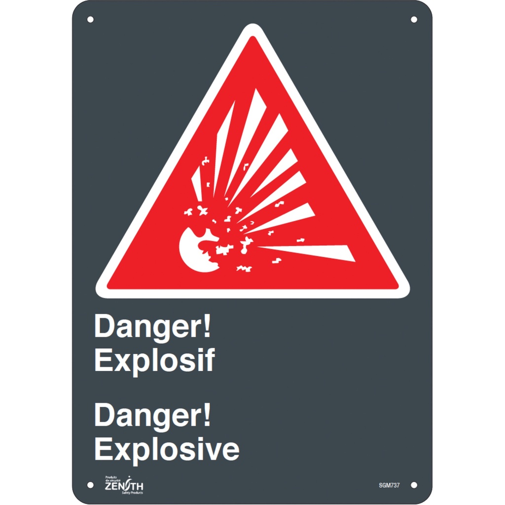 [ZEN-SGM737] Enseigne «Explosif/Explosive» Plastique 10" x 14"