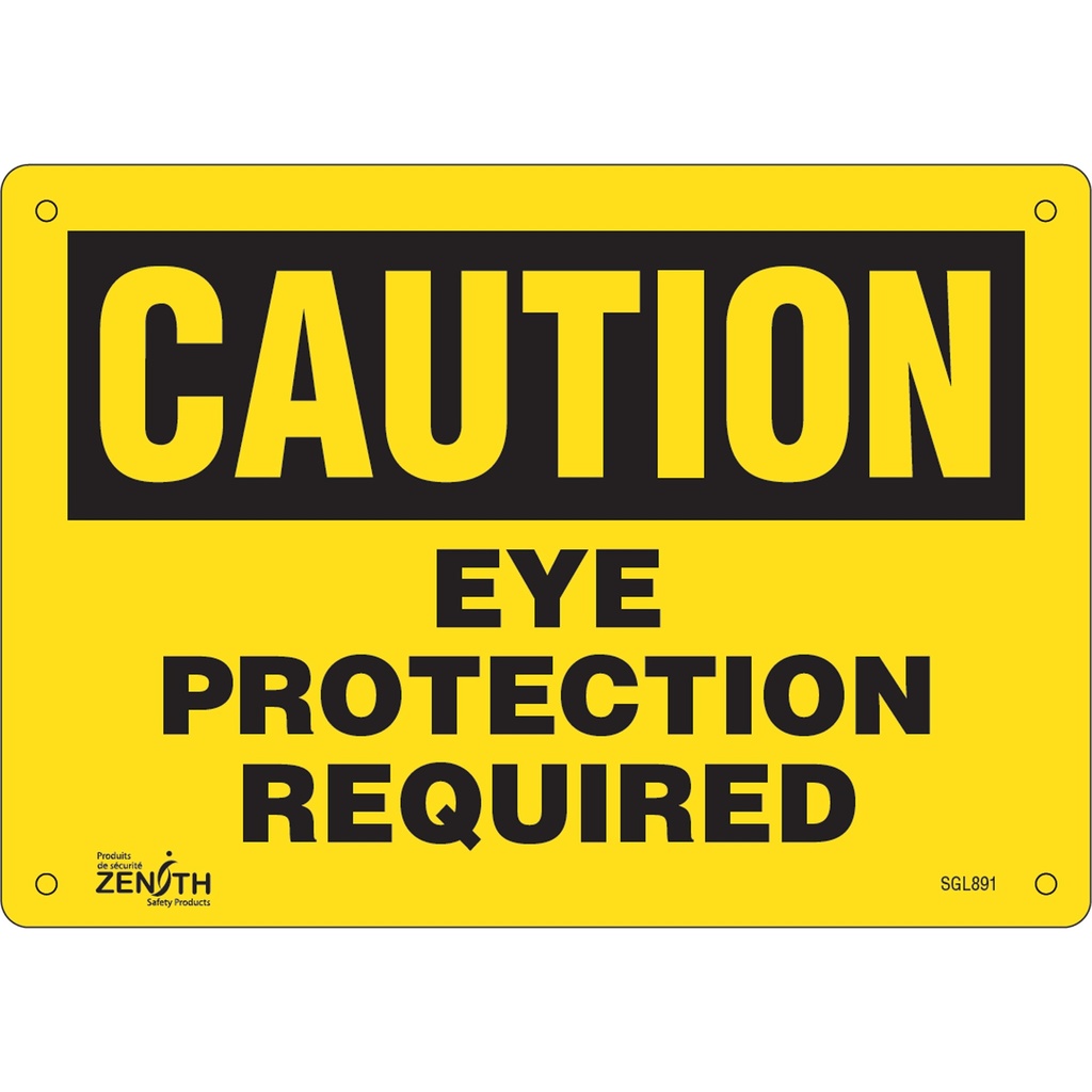[ZEN-SGL891] Enseigne «Eye Protection Required» Aluminium 10" x 7"
