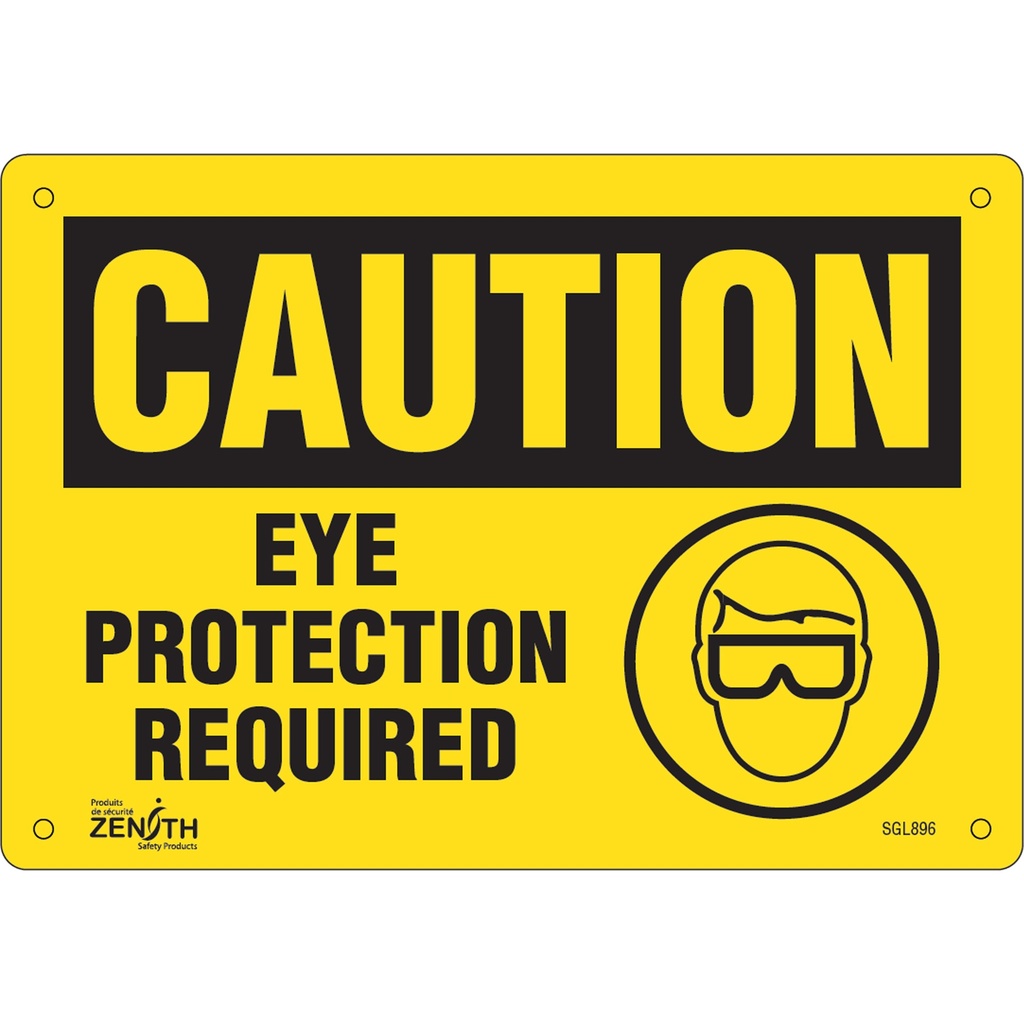 [ZEN-SGL896] Enseigne «Eye Protection Required» Plastique 10" x 7"