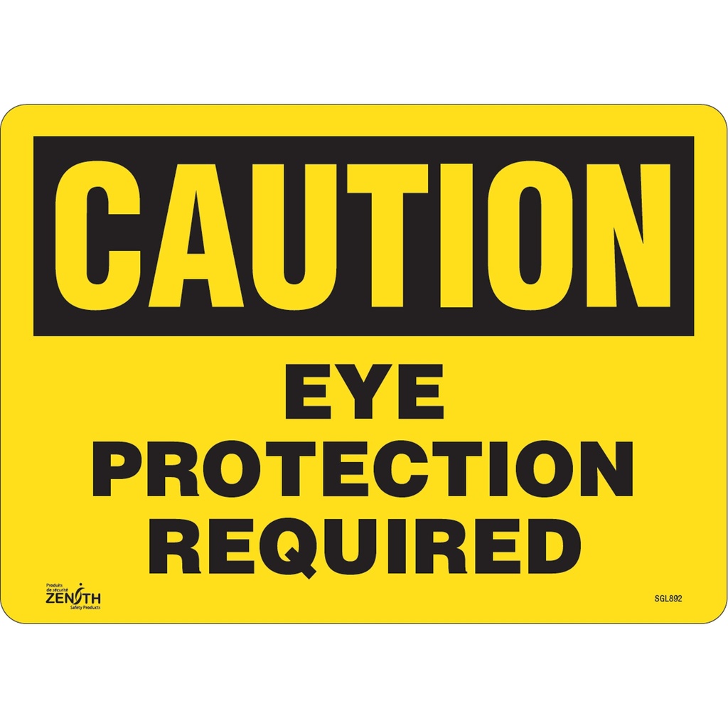 [ZEN-SGL892] Enseigne «Eye Protection Required» Vinyle 14" x 10"