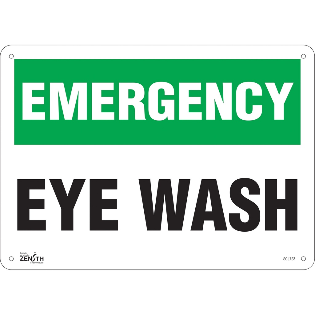 [ZEN-SGL723] Enseigne «Eye Wash» Plastique 14" x 10"