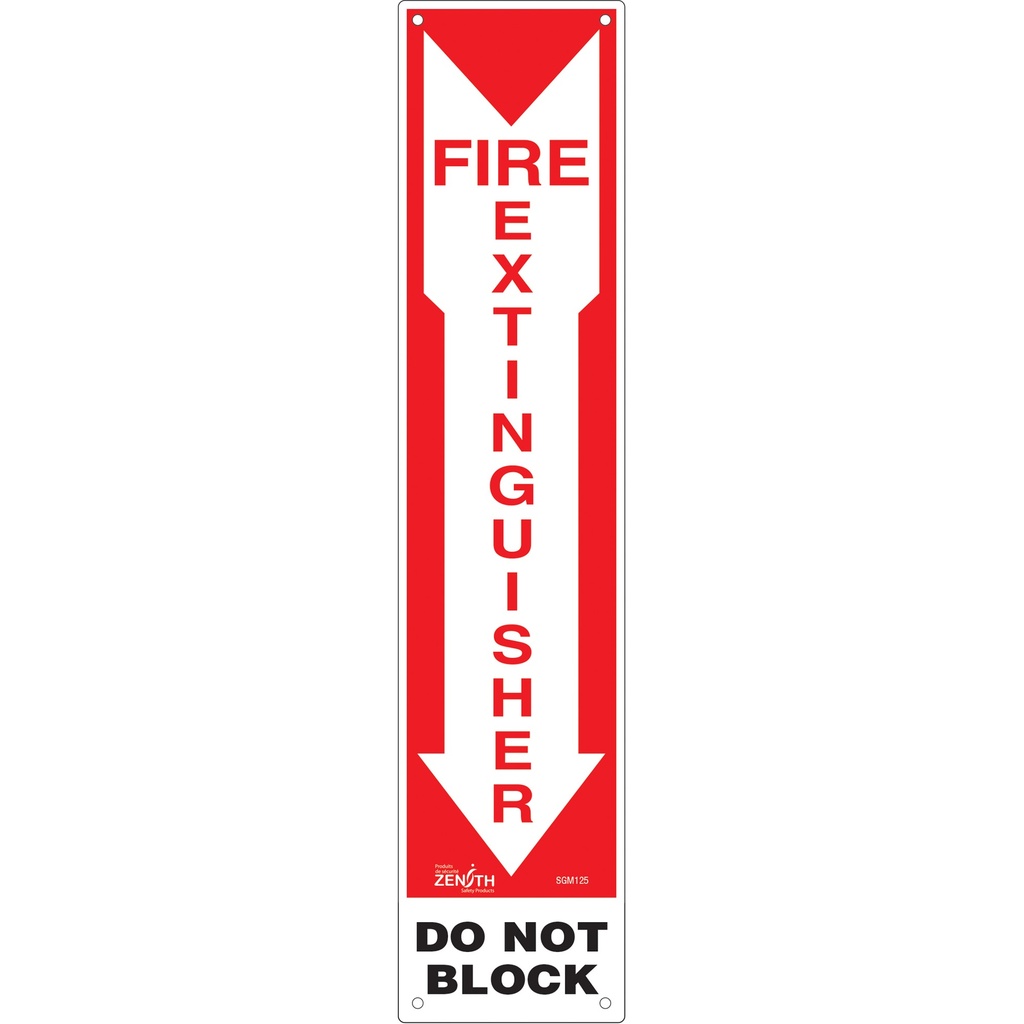[ZEN-SGM125] Enseigne «Fire Extinguisher - Do Not Block» Plastique 4" x 18"