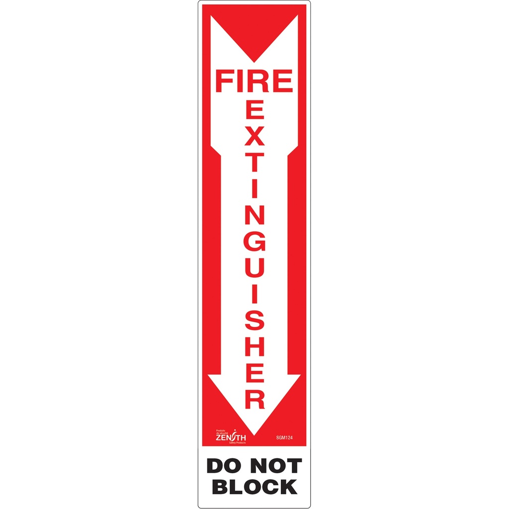 [ZEN-SGM124] Enseigne «Fire Extinguisher - Do Not Block» Vinyle 4" x 18"