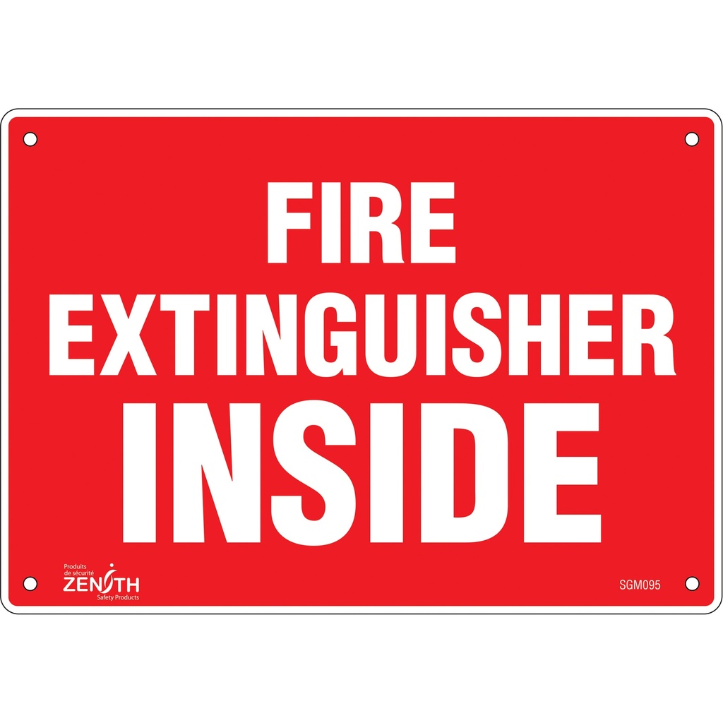 [ZEN-SGM095] Enseigne «Fire Extinguisher Inside» Plastique 10" x 7"
